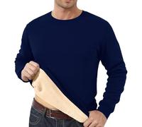 Pull Homme Hiver Chaud Polaire Laine Doublé-Sweat Doux et Confortable Top Coton Epais de Couleur Unie Randonnée Sport T Shirt Manches Longues Top Sweatshirt Chaleur Fitness Chemise à Col Ras du Cou