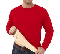Pull Homme Hiver Chaud Polaire Laine Doublé-Sweat Doux et Confortable Top Coton Epais de Couleur Unie Randonnée Sport T Shirt Manches Longues Top Sweatshirt Chaleur Fitness Chemise à Col Ras du Cou