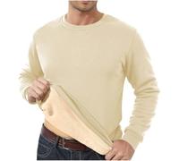 Pull Homme Hiver Chaud Polaire Laine Doublé-Sweat Doux et Confortable Top Coton Epais de Couleur Unie Randonnée Sport T Shirt Manches Longues Top Sweatshirt Chaleur Fitness Chemise à Col Ras du Cou