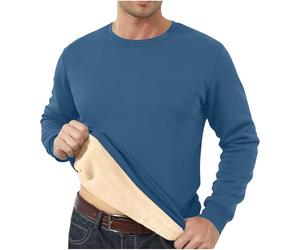 Pull Homme Hiver Chaud Polaire Laine Doublé-Sweat Doux et Confortable Top Coton Epais de Couleur Unie Randonnée Sport T Shirt Manches Longues Top Sweatshirt Chaleur Fitness Chemise à Col Ras du Cou