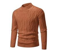 Pull Homme Hiver Chaud,Pull décontracté à col Semi-Haut Homme Jacquard Tendance Automne Hiver 2024 - Manteau Pull élégant pour Homme sans souci de Taille et Style Contemporain (Coffee, L)