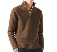 Pull Homme Hiver Col Roulé 1/4 Zippé Manches Longues Sweater d'hiver Chaudes Slim Fit Pullover en Tricoté Couleur Unie Grande Taille Col Zippé à La Mode Sport Extérieur Sweater