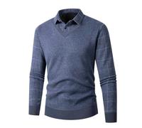 Pull Homme Hiver Grande Taille - À Revers Deux Pièces À Carreaux pour S Haut À Manches Longues Ample Décontracté Tendance d'affaires Européen Et Décontracté (Grey M)