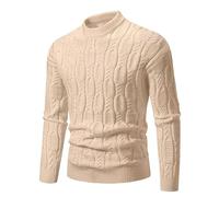 Pull Homme Hiver Grande Taille,Pull décontracté à col Semi-Haut Homme Jacquard Tendance Automne Hiver 2024 - Manteau Pull élégant pour Homme sans souci de Taille et Style Contemporain (Khaki, XXL)