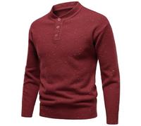 Pull Homme Hiver Grande Taille,Pull d'hiver à col Montant tricoté pour Homme - Manteau Pull Chaud et Doux Motif Flocon Manches Longues Style décontracté vêtement extérieur Essentiel (Red, XXL)
