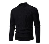 Pull Homme Hiver Laine,Pull décontracté à col Semi-Haut Homme Jacquard Tendance Automne Hiver 2024 - Manteau Pull élégant pour Homme sans souci de Taille et Style Contemporain (Black, XL)