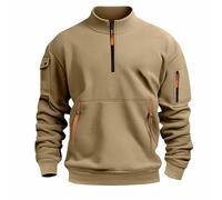 Pull Homme Hiver Noir Sweat-shirt Demi-Zip SweatPullover Épais Pull Thermique Col montant Sweater avec Sac à Bandoulière Pull à Manches Longues Sport Casual Pull Couleur Unie Pull à Manches Longues
