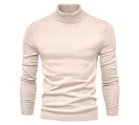 Pull Homme Hiver Pullover Longue Pull Homme à Col Haut, Tricot Pur Couleur pour Un Look Décontracté Automne Hiver