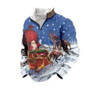 Pull Homme Noël 2025 - Pull à Col Henry à Demi-Fermeture Éclair - Imprimés Amusants (FR/ES, Alpha/Lettres, L, Taille Normale, Taille Normale, Noël style16)