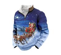 Pull Homme Noël 2025 - Pull à Col Henry à Demi-Fermeture Éclair - Imprimés Amusants (FR/ES, Alpha/Lettres, TTG, Taille Normale, Taille Normale, Noël style19)