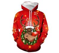Pull Homme Noel Drole Pull Camionneur Sweat De Travail, Pulls Coupe Ample Confortable Homme Sweats À Capuche Impression 3D Noël À Manches Longues Atmosphère De Christmas Famille