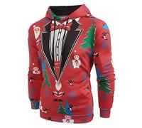Pull Homme Noel Drole Pull Grande Taille Sweat À Capuche, Sweats Impression 3D À Manches Longues Pulls Homme À Capuche Noël Coupe Ample Confortable Atmosphère De Christmas Famille