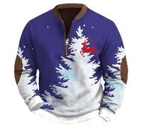 Pull Homme Noel, Sweat-Shirt Demi-Zip Homme à Impression 3D pour Saison Automne Hiver Et FêTes De NoëL Confortable Design Moderne