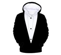 Pull Homme Noir Tricot Drôle Fête d'anniversaire Classique Humour Tux Pull à Capuche Sweatshirt Court Homme, Rouge pastèque, XL