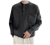 Pull Homme,Pull Hiver Homme XXXL,Product Classification Men’s Sweater Coat/Product Title Pull du Cou Homme Couleur boutonné Veste décontractée Ample Business Confortable Tendance (Grey, XXL)