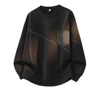 Pull Homme Sweat sans Capuche Sweat-Shirt du Cou en Tricot texturé avec Poche Poitrine Pull Doux Confortable Usage Quotidien décontracté Tissu léger Respirant Homme (Black, XXXL)