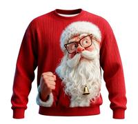 Pull Homme Sweat sans Capuche Sweat-Shirt Homme col Rond saisonnier Pull-Over Festif Doux Chaud mélange pour Quotidien décontracté (Red, XXXXL)