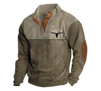 Pull Homme Sweat sans Capuche Sweat-Shirt sans Capuche à Manches Longues col Rond Pull Doux décontracté pour Homme Parfait Streetwear Quotidien idéal Style Urbain (Khaki, XXL)