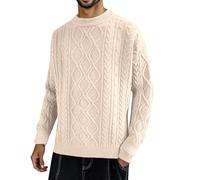 Pull Homme Tricoté Col Rond Chaud Manches Longues, Sweater en Maille Fine Thermique Pullover Classique Sweat Pulls Confortable T-Shirt Couleur Unie Souple Pull-Over Chandails Top Automne Et Hiver