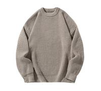 Pull Homme Tricoté Col Rond Chaud Manches Longues, Sweatshirt en Maille Fine Thermique Pullover Coupe Sweat Pulls Respirant T-Shirt Couleur Unie Sport Pull-Over Chemise Chandails Automne Et Hiver