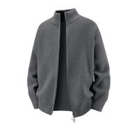 Pull Homme Zippé, Pull De Travail Homme Pull-Over d'hiver Chaud en Tricot Cardigan à Manches Longues Et Col Montant VêTement D'ExtéRieur DéContracté Et éLéGant IdéAl pour L'Automne Et Le Printemps