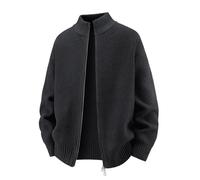 Pull Homme Zippé, Pull De Travail Homme Pull-Over d'hiver Chaud en Tricot Cardigan à Manches Longues Et Col Montant VêTement D'ExtéRieur DéContracté Et éLéGant IdéAl pour L'Automne Et Le Printemps
