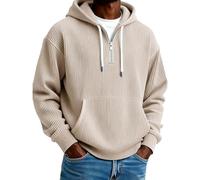 Pull Homme Zippé Sweat à Capuche Maille Côtelée Sweatshirt Chaud Automne | Pull sweat à capuche zippé en tricot côtelé chaud avec cordon et finitions soignées pour un look casual chic au travail