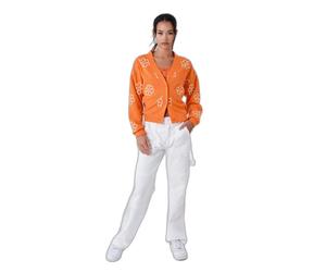 Pull imprimÃ© esquisse fleurie femme Project X Paris Orange XS