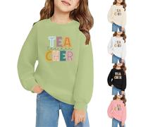 Pull imprimé enseignant garçons filles premier jour d'école sweat-shirt enfants rentrée scolaire pulls preppy tops manches longues col rond sweat à capuche sport décontracté (rose, 12-13 ans)