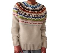 Pull Irlandais Femme d'hiver Chaud Chic Pull Over Tricoté Col Rond Manche Longue Sweatshirts Motif Jacquard Tunique Oversize Casual Surdimensionné Vetement Femme Automne Hiver