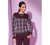 Pull jacquard 30% laine vierge (mérinos) - Creation L - bordeaux-graphite à motifs BORDEAUX-GRAPHITE À MOTIFS 48