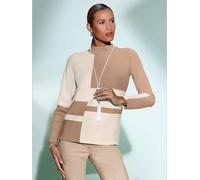 Pull jacquard 50% viscose - Creation L - beige-écru à motifs BEIGE-ÉCRU À MOTIFS 52