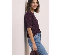 Pull jacquard à col rond et motif léopard