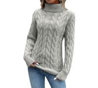 Pull Jacquard Femme Hiver,Pull à Col Roulé à Manches Longues De Couleur Unie pour Femme avec