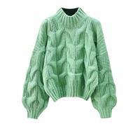 Pull Jacquard Femme Hiver,Pulls pour Femmes Col Ras du Cou Manches Longues Tricot éPais Hauts Mode Tenues d'automne 2024