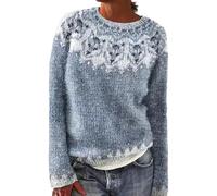 Pull Jacquard Femme Pull Norvégien Femme Grande Taille, Pull Femme Hiver Norvégien, Chaud Pullover Col Rond Pour Femme Mohair, Sweater Oversize Vintage à Motif Tricoté, Pull Irlandais Pull Laine Femme