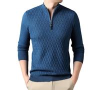 Pull Jacquard Homme Pulls Polaire Hommes Cardigan Marron Ciel Promo Daddy Moulant Molletonné dans Ecru Pastel Message Vierge Devant Design Deux Damier des