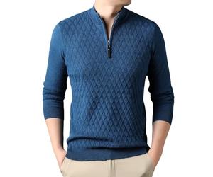 Pull Jacquard Homme Pulls Polaire Hommes Cardigan Marron Ciel Promo Daddy Moulant Molletonné dans Ecru Pastel Message Vierge Devant Design Deux Damier des