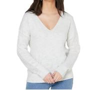 JDY JDYELANORA L/S V-Neck PULLO. KNT Noos Sweater, Cloud Dancer-Détail : mélangé, L Femme