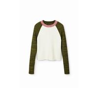 Pull jaspé tissu côtelé femme Desigual Blanc M