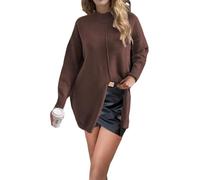 Pull Laine Femme Hiver,Pull en CôTeléE Oversize Doux à Col Roulé Manches Longues Coupe Ample Et DéContractéE avec Ourlet Fendu IdéAl pour l'hiver Et L'Automne. Mode Femme.