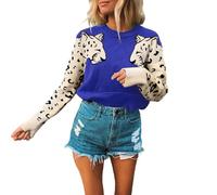Pull Laine Merinos Femme,Maglione Pullover A Maniche Lunghe Con Stampa Patchwork Casual Alla Moda Morbido E Confortevole Da Indossare Tutti I Giorni.