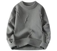 Pull Laine,Pull Homme Hiver Grande Taille,Pulsion hivernale Pull-Over épais et Ample en Tricot avec Motif Vieilli pour l’Automne idéal en Usage Quotidien et Streetwear (Grey, XXL)