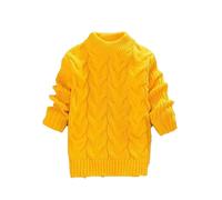 Pull Long Enfant Fille Chaud Hiver Tricoté 1-8 Ans Chandail Fille Manche Longue Col Roulé Classique Chic Pas Cher Mignon Confortable Pullover Haut Sweater (Gold, 3-4 Years)