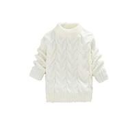 Pull Long Enfant Fille Chaud Hiver Tricoté 1-8 Ans Chandail Fille Manche Longue Col Roulé Classique Chic Pas Cher Mignon Confortable Pullover Haut Sweater (White, 6-7 Years)
