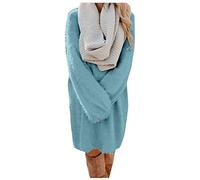 Pull long pour femme, robe sweat-shirt surdimensionnée, robe d'hiver ample à manches longues avec chauve-souris, robes chandails chaudes, beaux pulls, col rond décontracté, robe sweat-shirt élégante