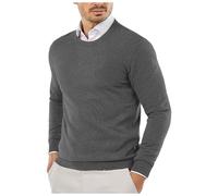 Pull Maille Homme Tricoté À Col Rond Et Manches Longues, Sweatshirt en Maille Fine Casual Pullover Coupe Sweat Pulls Confortable T-Shirt Couleur Unie Slim Fit Pull-Over Chandails Top Automne Et Hiver