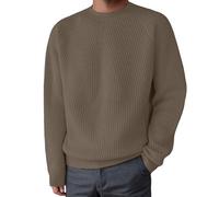 Pull Maille Homme Tricoté Col Rond Chaud Manches Longues, Sweater en Maille Fine Casual Pullover Vintage Pull-Over Confortable T-Shirt Streetwear Sweat Couleur Unie Chandails Top Automne Et Hiver
