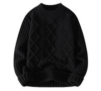 Pull Maille Homme Tricoté Col Rond Chaud Manches Longues, Sweater En Maille Fine Thermique Pullover Coupe Sweat Pulls Respirant T-Shirt Couleur Unie Souple Pull-Over Chemise Chandails Automne Et Hiver
