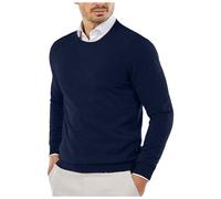 Pull Maille Homme Tricoté Col Rond Chaud Manches Longues, Sweatshirt en Maille Fine Casual Pullover Coupe Sweat Pulls Respirant T-Shirt Couleur Unie Souple Pull-Over Chandails Top Automne Et Hiver